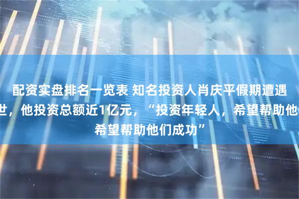 配资实盘排名一览表 知名投资人肖庆平假期遭遇车祸去世，他投资总额近1亿元，“投资年轻人，希望帮助他们成功”