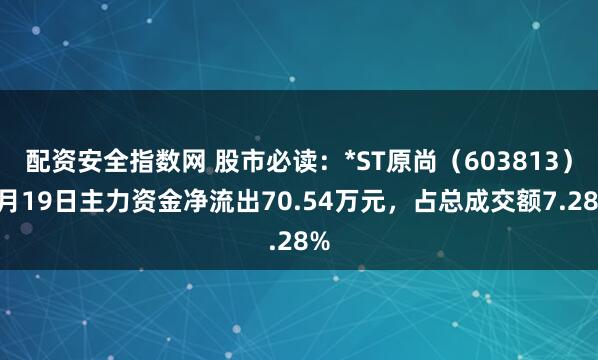 配资安全指数网 股市必读：*ST原尚（603813）5月19日主力资金净流出70.54万元，占总成交额7.28%